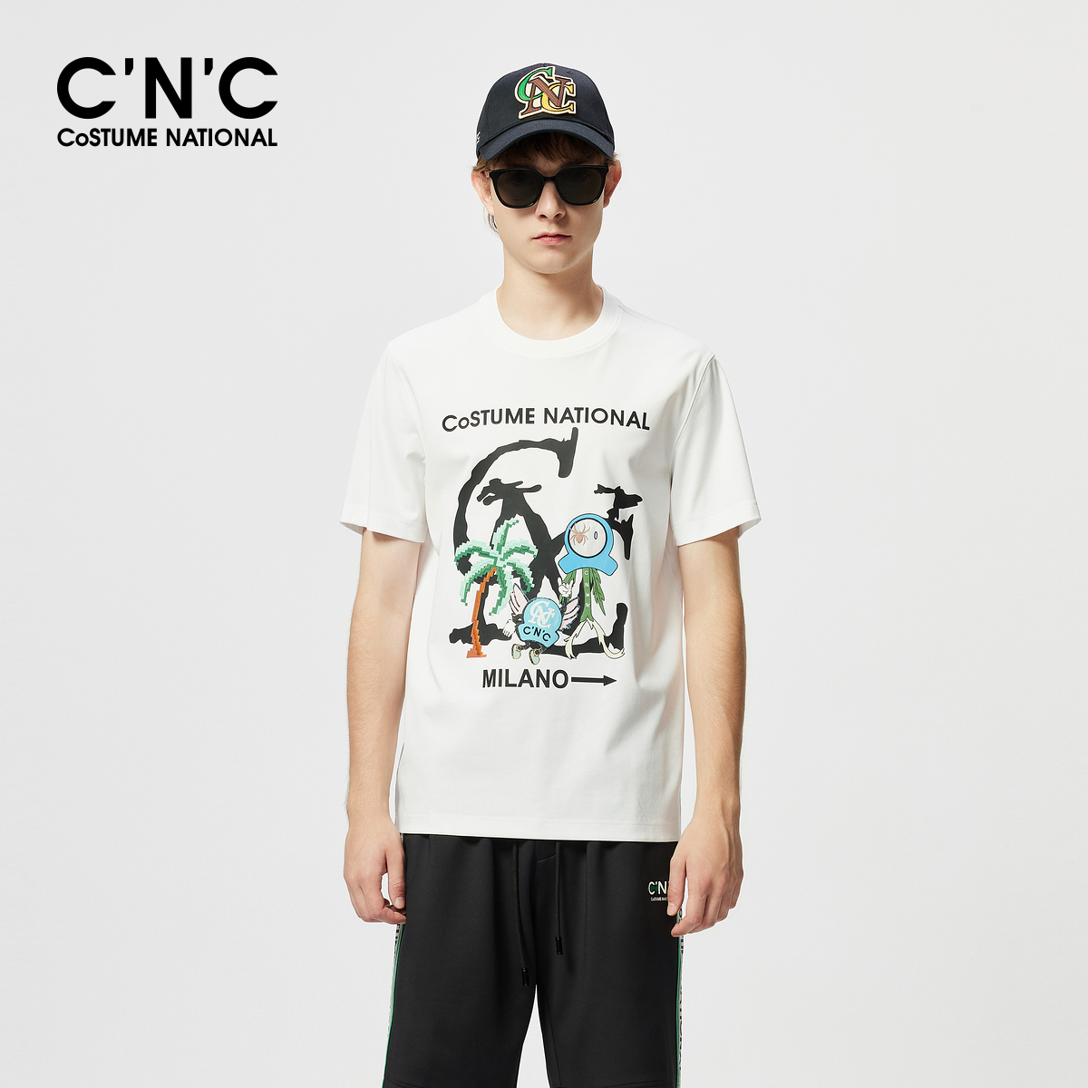 CNC男装25春夏新款印花圆领短袖T恤商场同款度假