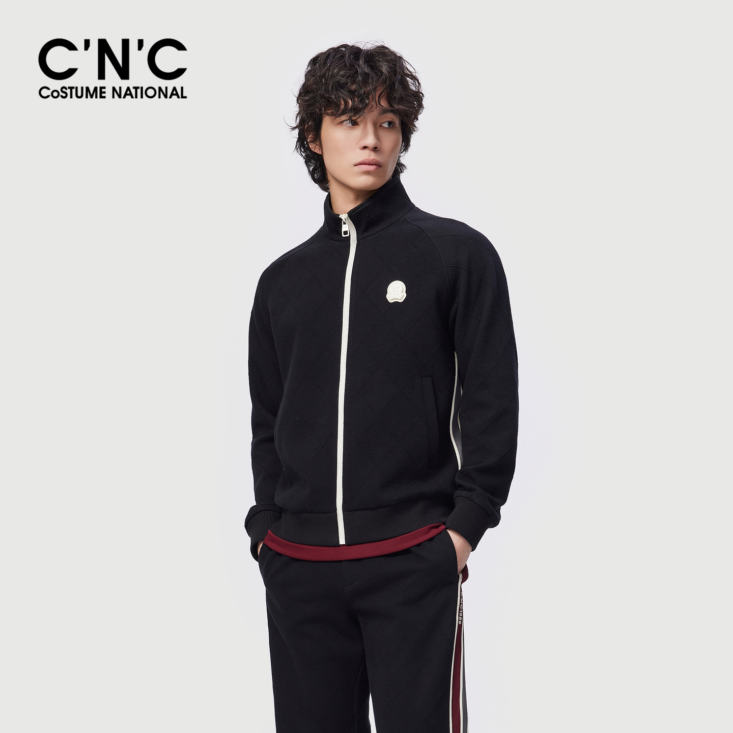 CNC男装25冬季新款立领合身男士茄克外套品牌logo徽章单夹克