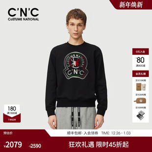 圆领棉质长袖 CNC男装 品牌logo植绒图案男士 新款 轻奢卫衣 25秋季