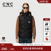 保暖厚款 CNC男装 提花刺绣男羽绒马甲冬季 满版 羽绒背心 25秋冬新款