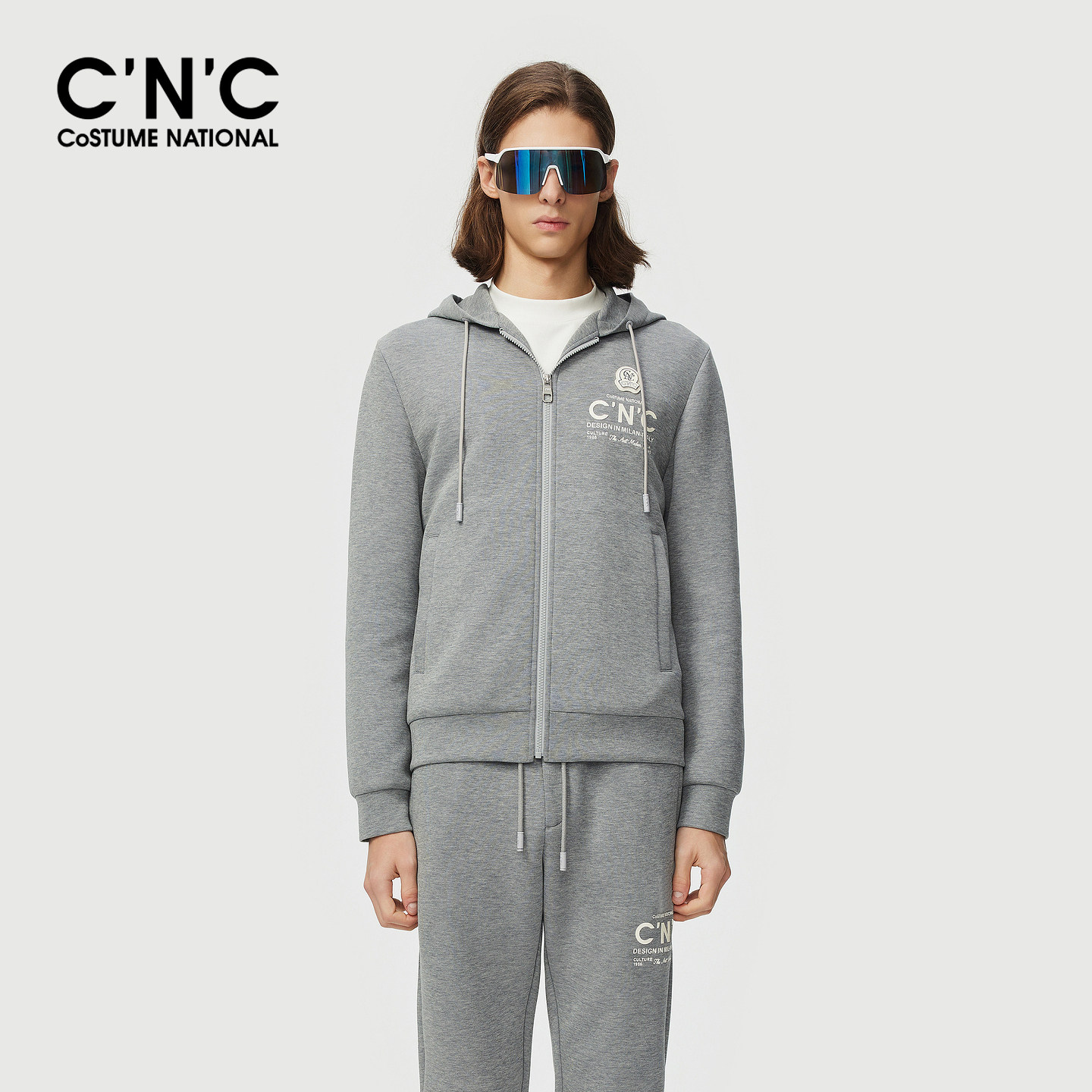 CNC男装25秋季新款品牌刺绣印花LOGO休闲运动连帽夹克外套男