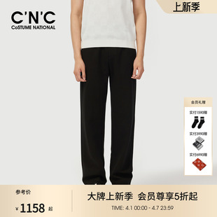 裤 CNC男装 子 黑色logo刺绣直筒宽松男款 抽绳运动休闲裤 25夏季 新款