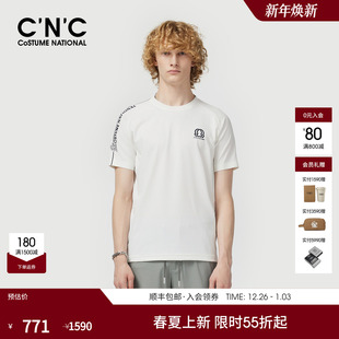 25春夏新款 透气简约体恤衫 圆领短袖 印花锦纶插肩袖 T恤男士 CNC男装