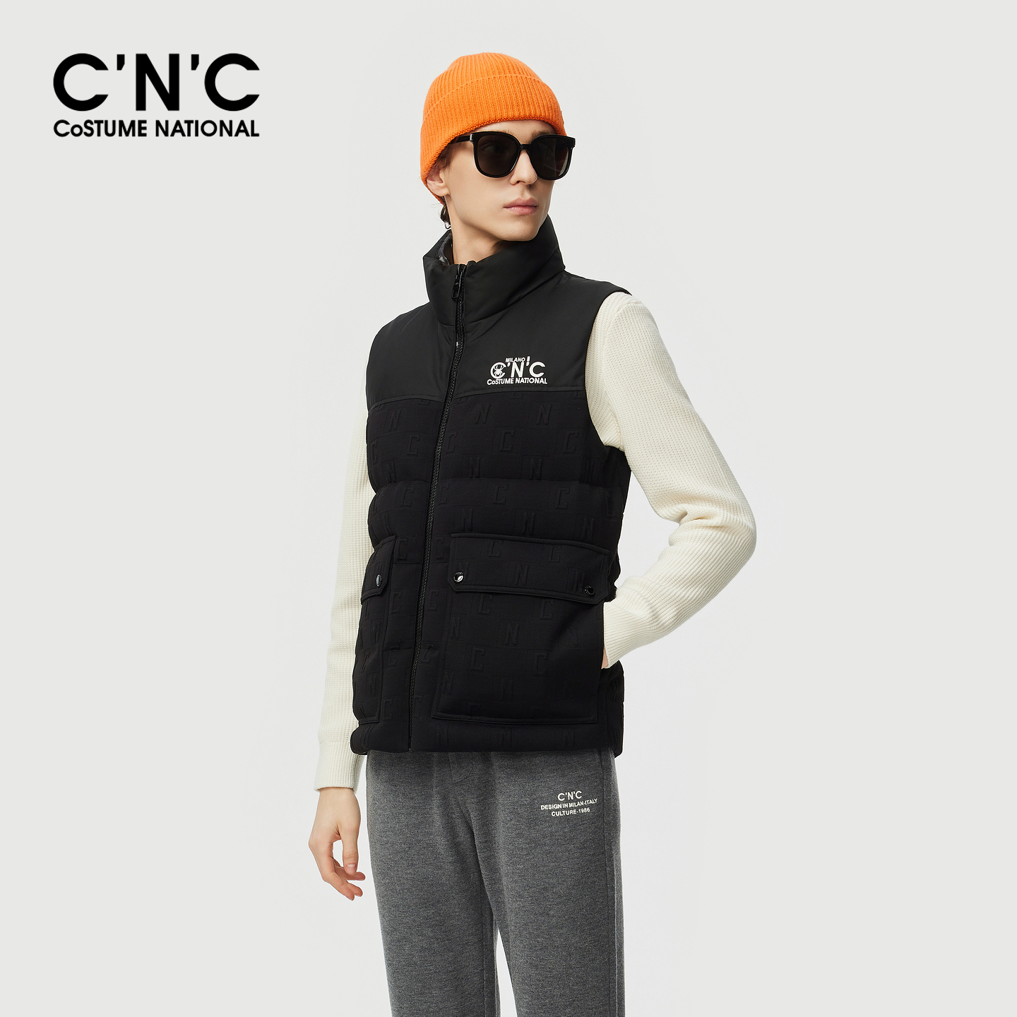 CNC男装25秋冬新款男士拼接立领保暖羽绒马甲无袖轻薄羽绒背心