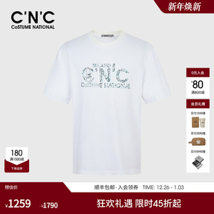 男士 CNC男装 品牌LOGO树皮纹印花休闲短袖 新款 纯棉T恤 24夏季