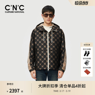 加厚保暖冬季 CNC男装 新款 印花连帽撞色棉服男士 棉衣外套潮牌 满版