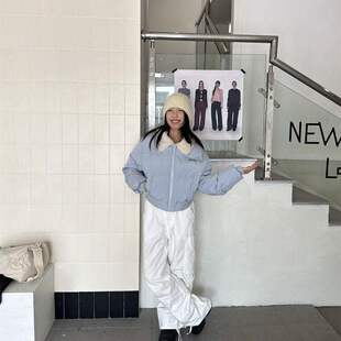 冬季翻领羊羔毛加厚棉衣短款女款休闲宽松百搭棉服