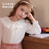 荷叶领宽松全棉女童衬衣短袖 春秋季 上衣 衬衫 LittleNaive儿童法式