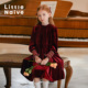 丝绒连衣裙法式 Little Naive女童秋冬款 红色复古礼服裙生日连衣裙
