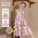 女童法式 Little Naive 挂脖连衣裙复古浪漫儿童度假风碎花背心裙