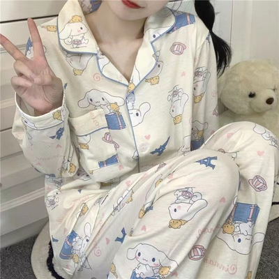 玉桂狗睡衣女春秋季纯棉长袖套装