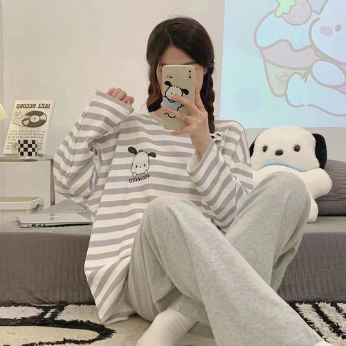 帕恰狗睡衣女纯棉长袖家居服套装