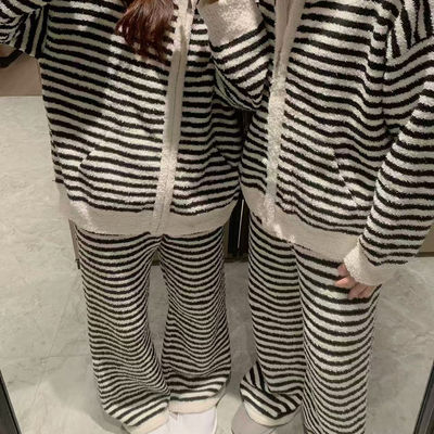 韩国ins条纹情侣睡衣套装