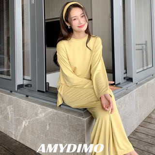 AMYDIMO/2023新款睡衣女士春秋季莫代尔家居服休闲长袖高级感套装