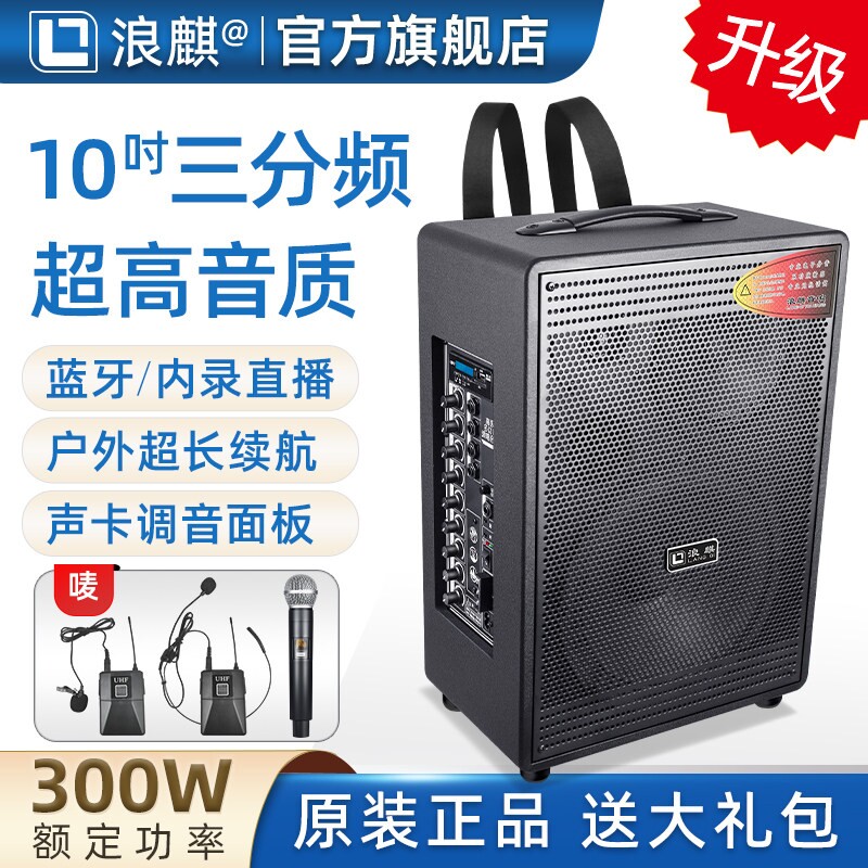 浪麒103便携户外唱歌音响带无线率音箱设备全套话筒k歌广场舞大功