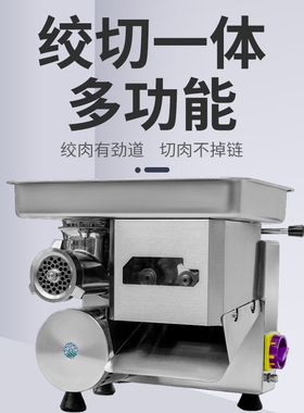多功能商用电动绞肉机切片切丝机两用机灌香肠切丁切沫机台式绞切