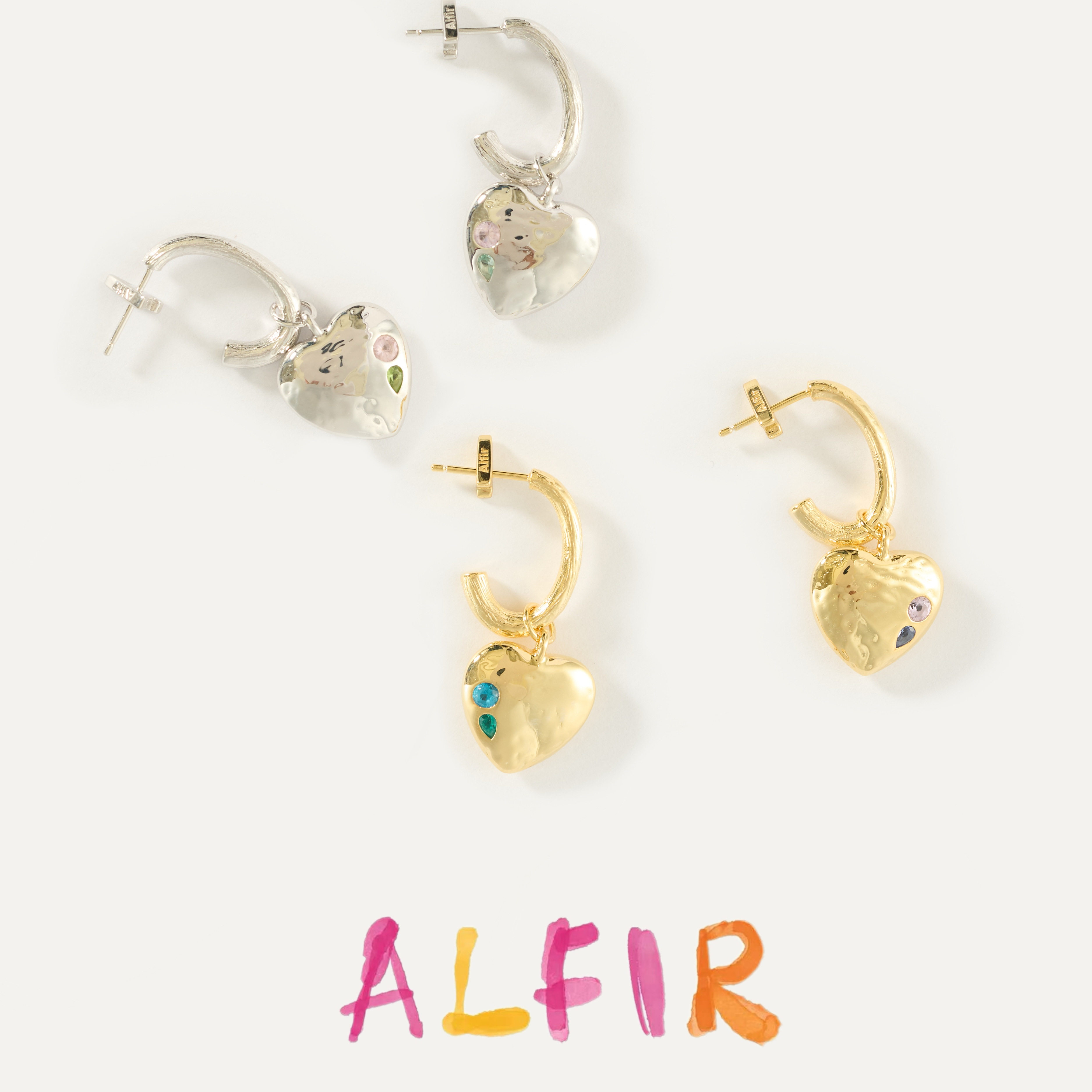Alfir 噗通噗通系列 树纹宝石爱心吊坠耳环图片