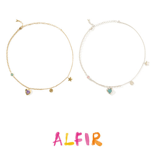 Alfir 噗通噗通系列 大宝石爱心笑脸项链