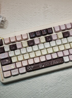 蝴蝶印记键帽MDA高度PBT热升华紫色可爱女生风键帽atk68Wooting75