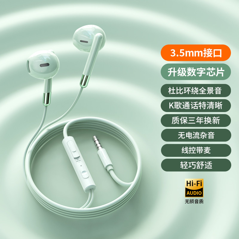 Official Genuine Wired In-Ear Headphones with Type-C Interface, High Sound Quality, with Microphone, Suitable for Karaoke, Compatible with Huawei, Oppo, Xiaomi
