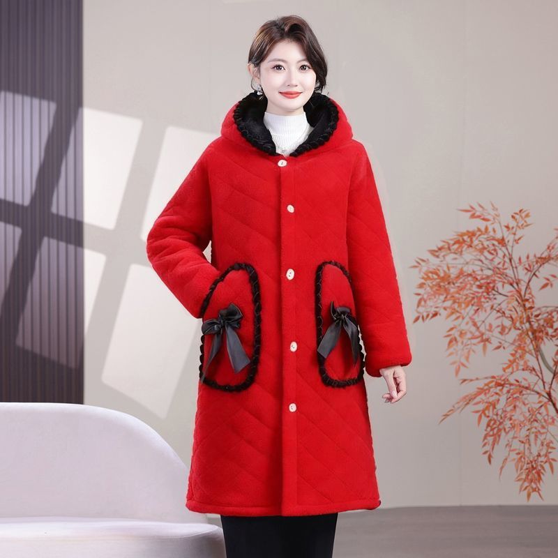 罩衣女新款韩版家居服短款四川省服时尚连帽网红小个子干活穿棉衣