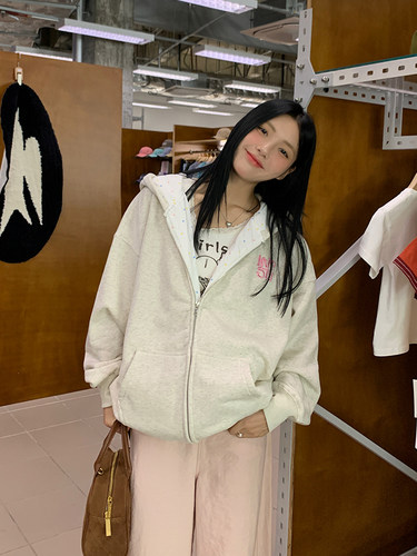 彩虹波点内衬加绒宽松外套国潮