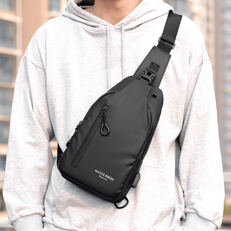 男士胸包休闲运动多功能小背包单肩斜挎包包潮流男包胸前包斜背包