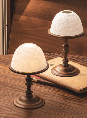 中古风黑胡桃木烛台简约高级感轻奢香薰蜡烛餐桌边柜装饰桌面摆件