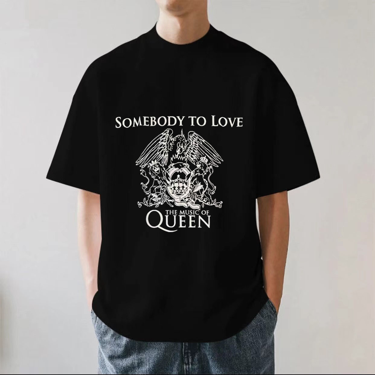 Queen皇后乐队摇滚街头嘻哈复古美式重磅280g纯棉男女短袖T恤宽松