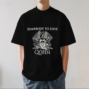 Queen皇后乐队摇滚街头嘻哈复古美式重磅280g纯棉男女短袖T恤宽松