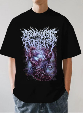 Abominable Putridity残酷死亡乐队复古落肩重磅纯棉短袖T恤宽松