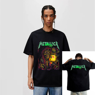 Metallica重金属乐队T恤短袖重磅纯棉印花男款女美式摇滚数码直喷