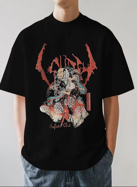 日本黑金属乐队SIGH-Infidel Art异端艺术重磅280g纯棉短T恤宽松