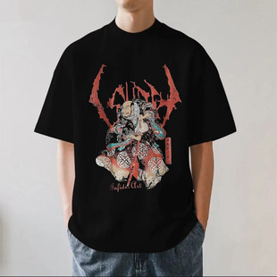 日本黑金属乐队SIGH Art异端艺术重磅280g纯棉短T恤宽松 Infidel