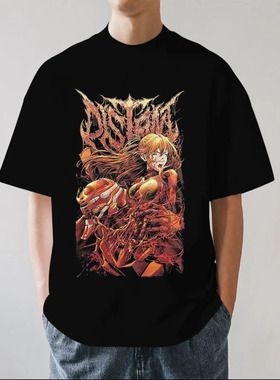 荷兰新派缓拍死核Distant乐队金属摇滚重磅280g纯棉男短袖T恤宽松