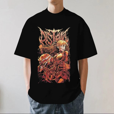 荷兰新派缓拍死核Distant乐队金属摇滚重磅280g纯棉男短袖T恤宽松