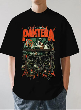 Pantera潘多拉乐队金属街头休闲摇滚落肩夏季重磅纯棉短袖T恤宽松