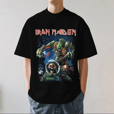Iron Maiden铁娘子乐队泰国进口摇滚金属重磅280g纯棉短袖T恤宽松