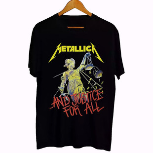 Metallica金属乐队摇滚骷髅欧美式复古Vintage高街短袖T恤纯棉男