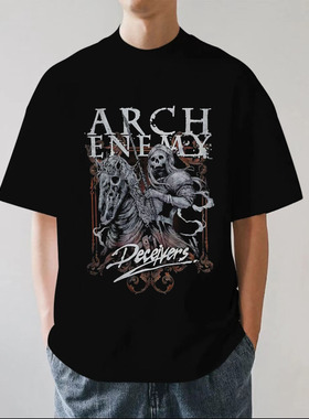 Arch Enemy大敌乐队周边美式金属摇滚重磅280g纯棉男短袖T恤宽松