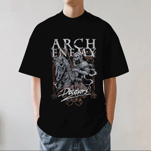 Arch Enemy大敌乐队周边美式金属摇滚重磅280g纯棉男短袖T恤宽松