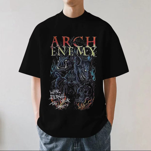 Arch Enemy大敌乐队旋律死亡金属摇滚重磅280g纯棉男短袖T恤宽松