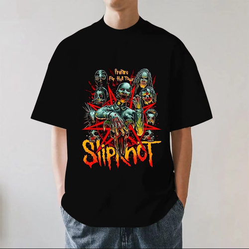 Slipknot活结乐队朋克摇滚短袖休闲T恤男士重磅纯棉宽松美式夏季