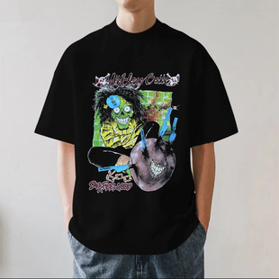 Motley Crue克鲁小丑乐队美式金属摇滚280g重磅纯棉男短袖T恤宽松