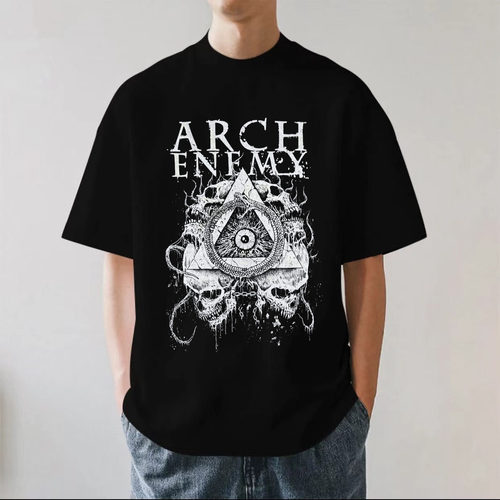 Arch Enemy大敌乐队旋律死亡金属美式重磅280g纯棉男短袖T恤宽松