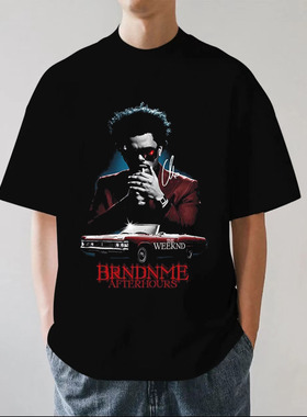 The Weeknd盆栽哥同款威肯嘻哈说唱高街夏季重磅纯棉短袖T恤宽松