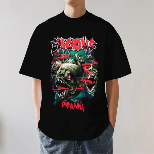 美国激流金属Exodus乐队周边重金属摇滚朋克重磅纯棉短袖T恤宽松