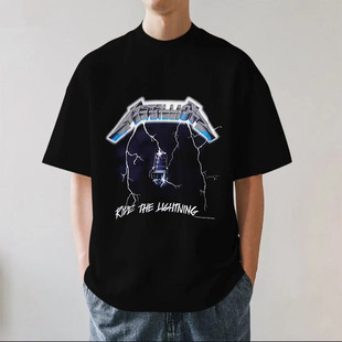 Metallica乐队金属摇滚美式嘻哈潮流复古重磅280g纯棉短袖T恤宽松
