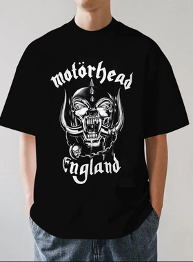 MOTORHEAD England摩托头乐队金属摇滚重磅280g纯棉男短袖T恤宽松