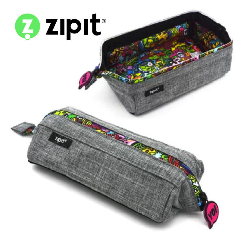 ZIPIT怪兽对开托盘式笔袋帆布花纹大容量学生收纳创意高颜值笔盒
